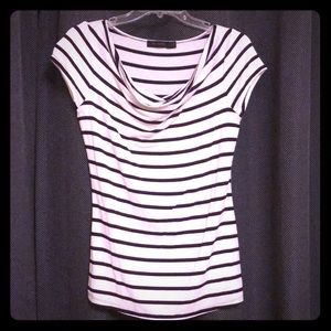White & Dark Purple striped top by The LIMITED